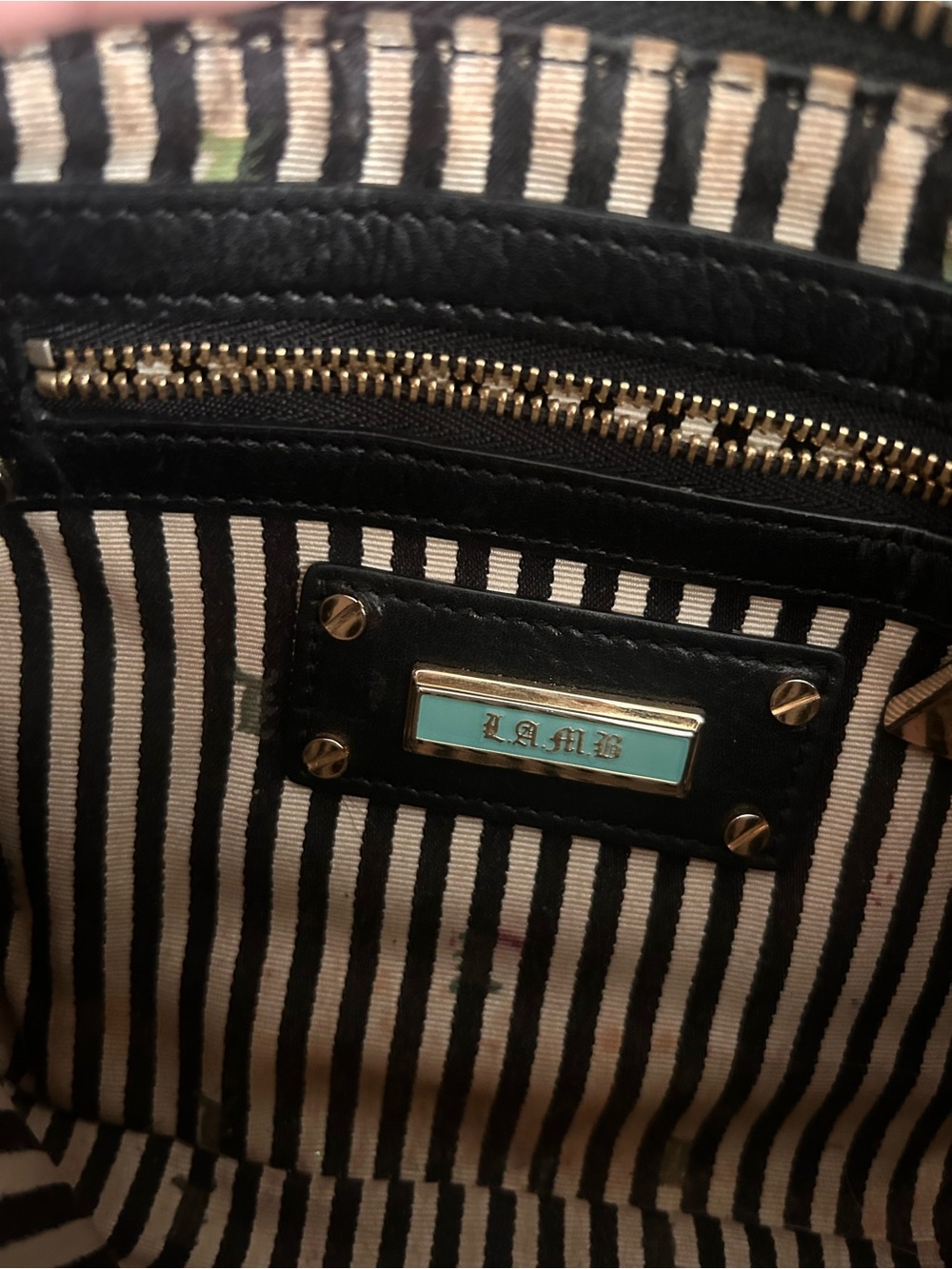 L.A.M.B. Brown Mini Shoulder Bag with Cream Stripe - Picture 8 of 8